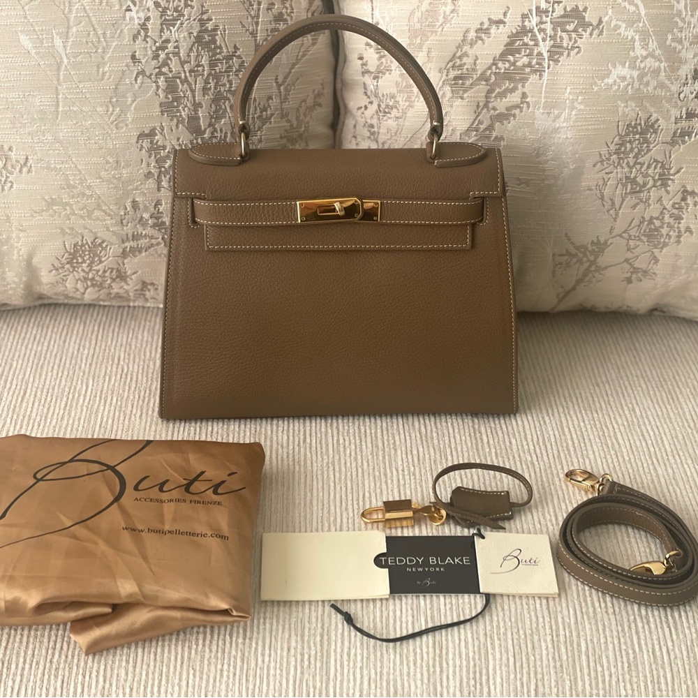 RARE! Teddy Blake / Buti Pelletier Eva Top Handle Kelly Handbag 28cm Taupe